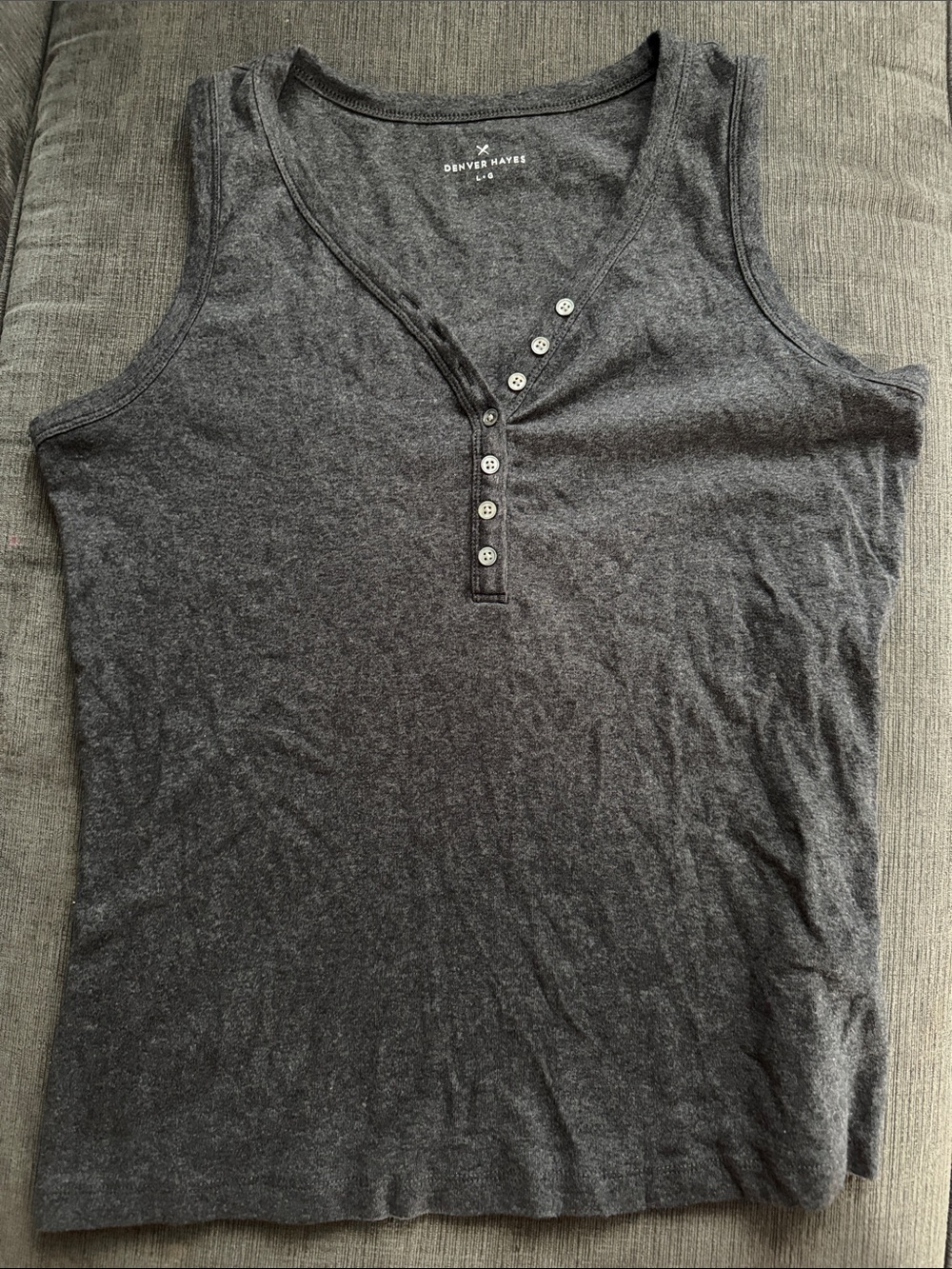 Denver Hayes Charcoal Button-Front Henley Tank